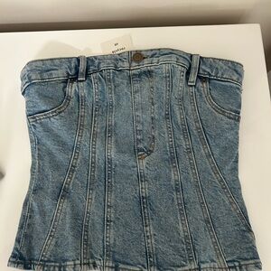 Denim Bustier tube Top - Light Blue